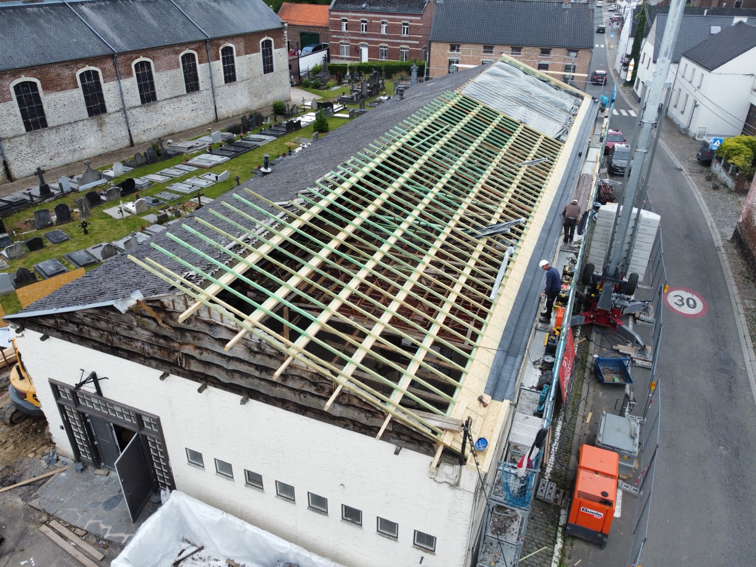 Structure découverte pendant les travaux de toiture